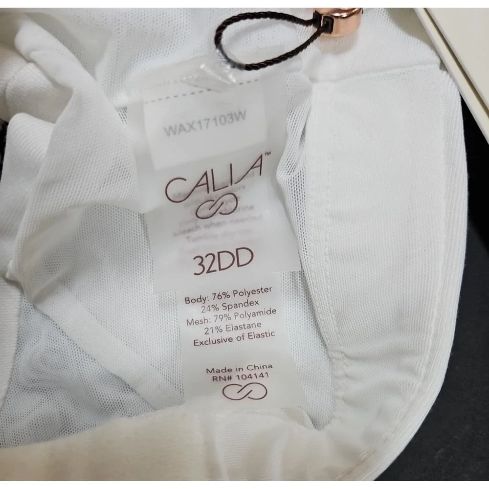 Calia Womens White Go All Out Zip Front Sports Bra Size 32 DD NWT‎